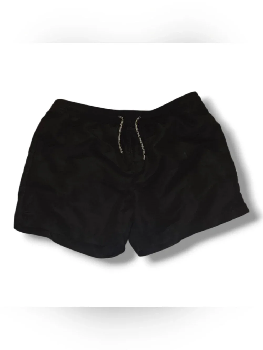 Forever 21 Men's Black Swim Shorts with White Drawstring